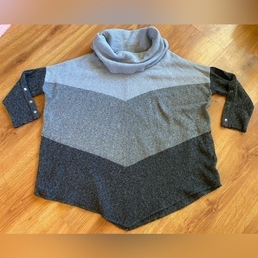 Joseph A Gray and Black Cowl Neck Sweater